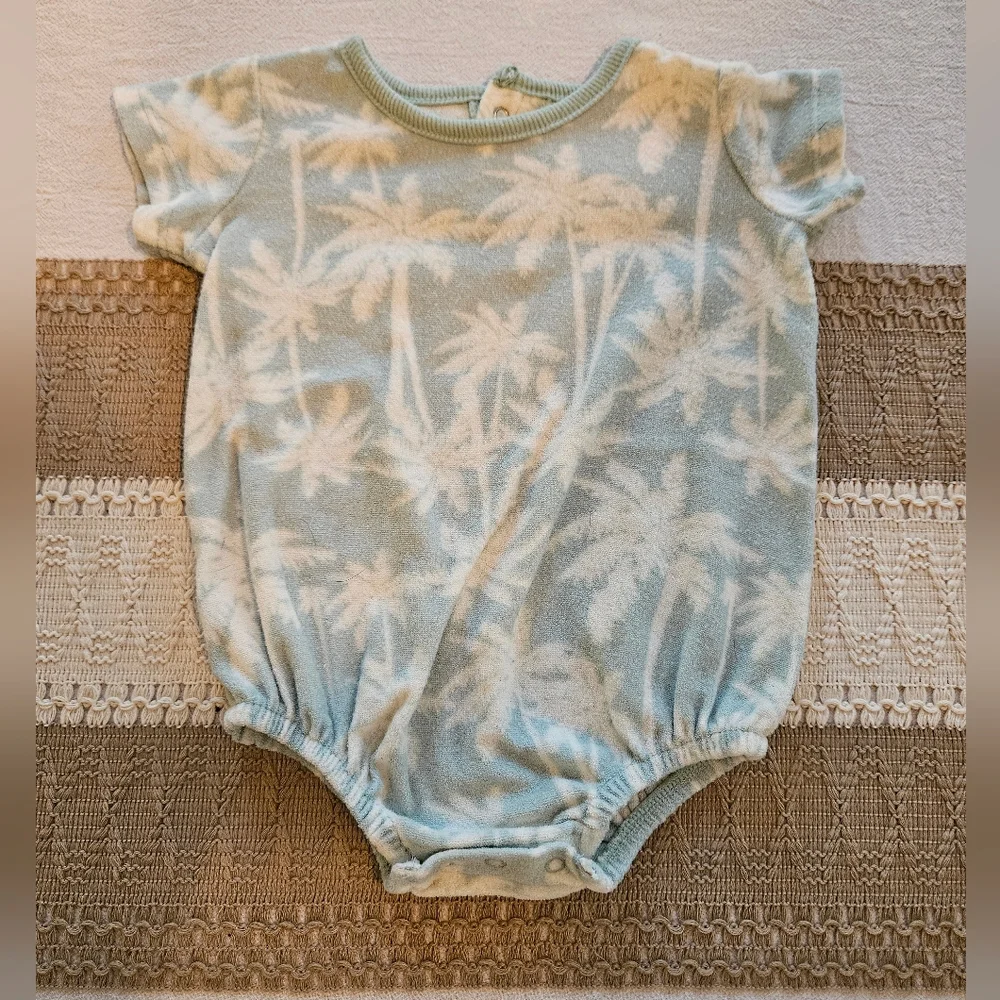 Grayson Mini Tropical Palm Kids Bodysuit - Cream and Green Sz 0-3m
